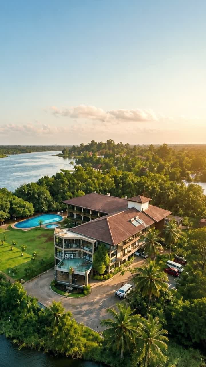 Vinrich Lake Resort from the air, beside the lake